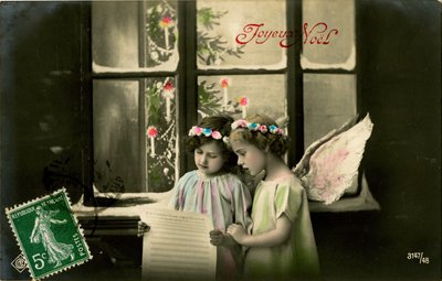 Angelic Girls, French Christmas Card by French Photographer